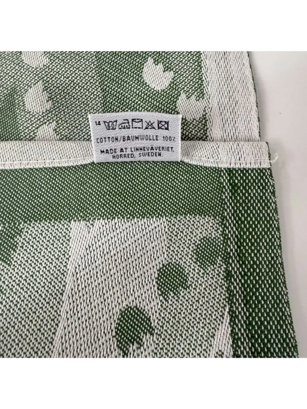 Ekelund Master Weavers Green Lily of a valley Cotton Table Runner 14 X 34 Sweden